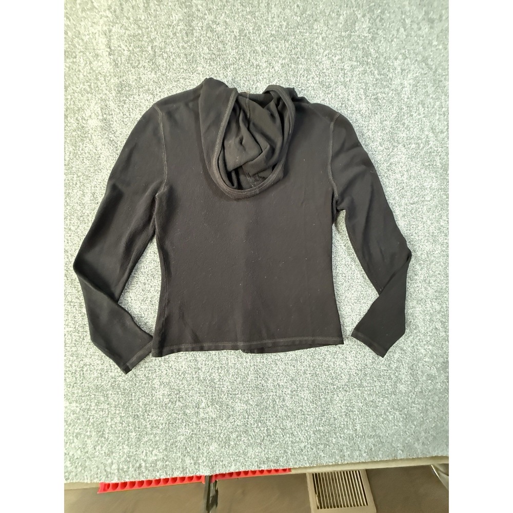 BCBG Maxazria Jacket Large M Black Hoodie Long Sleeve Full Zip Logo Top Womens - Picture 2 of 8